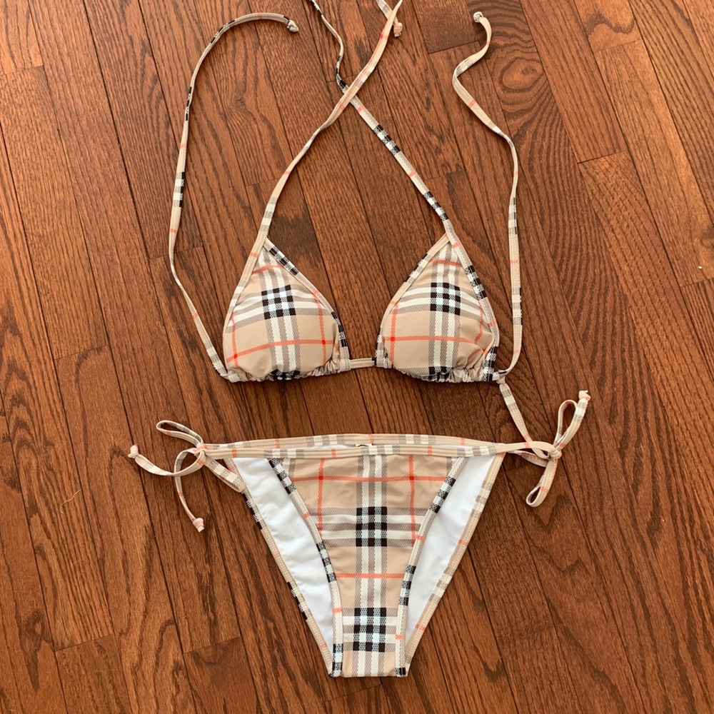 Designer inspired checked triangle bikini!
